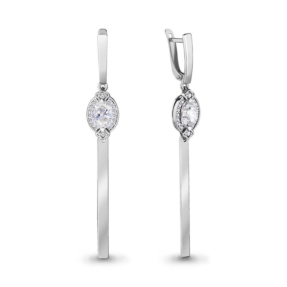 

Серьги из серебра с фианитом Aquamarine 46986А_925_р, 46986А_925_р