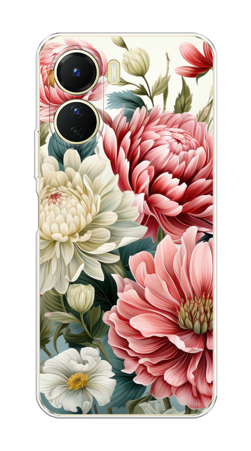 

Чехол на Vivo Y16 "Садовые цветы рисунок", Розовый;зеленый;белый, 267850-1