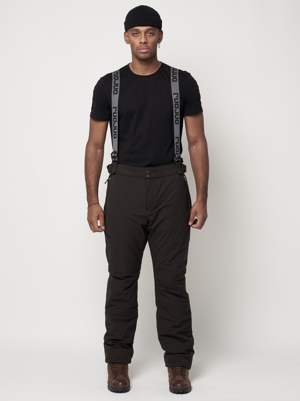 Полукомбинезон брюки горнолыжные MTFORCE мужские темно-серого цвета 6621TC, 56