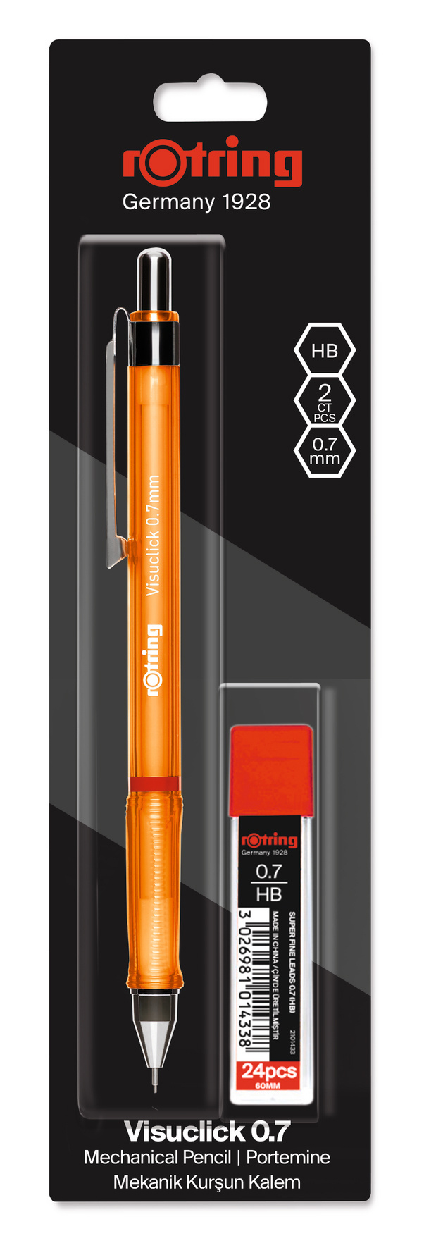 

Карандаш мех. Rotring Visuclick 2102713 0.7мм HB ассорти, Оранжевый