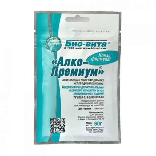 

Бонификатор Био-Вита Алко-Премиум (пищевая добавка, углеводный комплекс), 60 гр