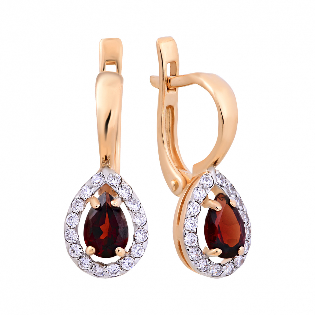 

Серьги из красного золота с гранатом Золото Дисконт 0802219262пд, 0802219262пд