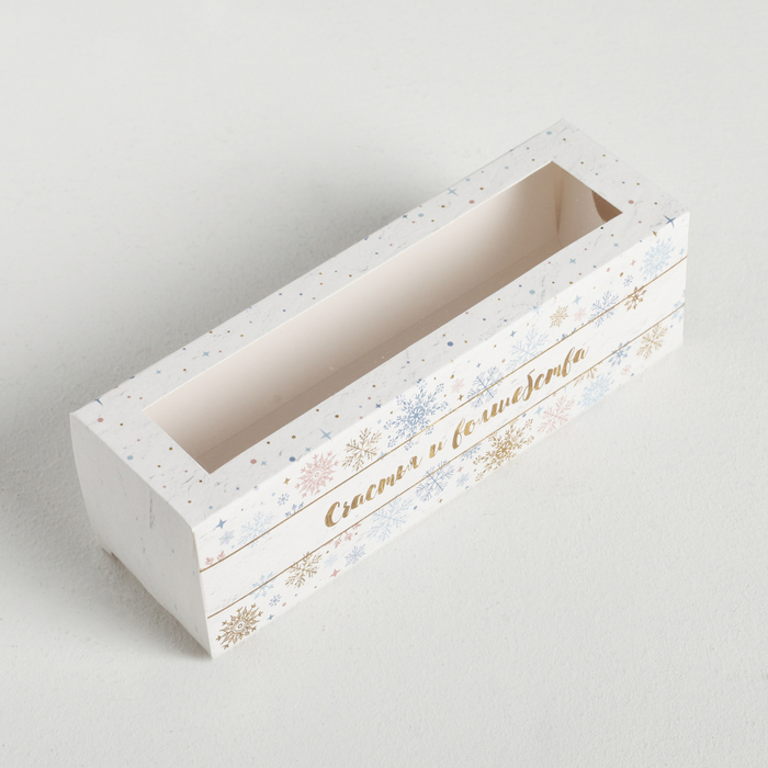 

Коробочка для макарун Снежинки, 18 х 5.5 х 5.5 см 5 шт., Разноцветный