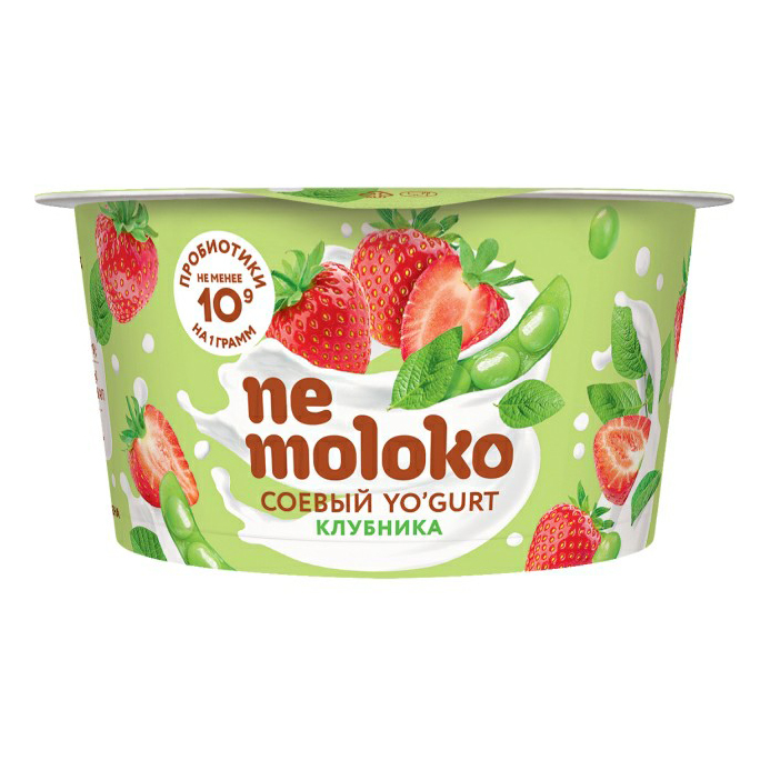 Растительный аналог йогурта Nemoloko соевый клубника с пробиотиками 5% 130 г