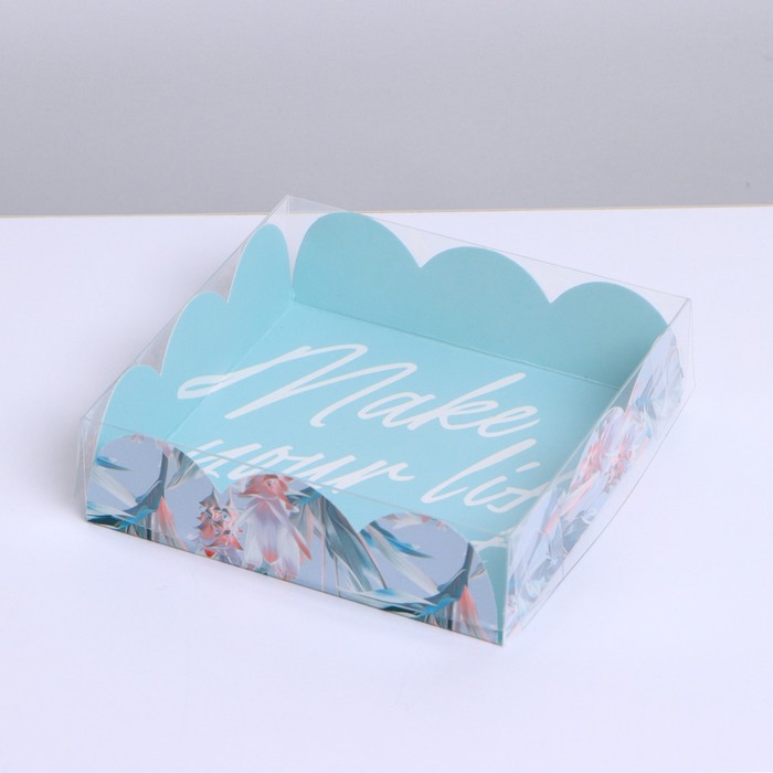 

Коробка для кондитерских изделий с PVC крышкой Make your life sweet, 10,5 х 10,5 х 3 см, Разноцветный