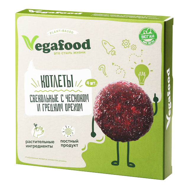 

Котлеты Vegafood свекольные с чесноком и грецкими орехами замороженные 240 г