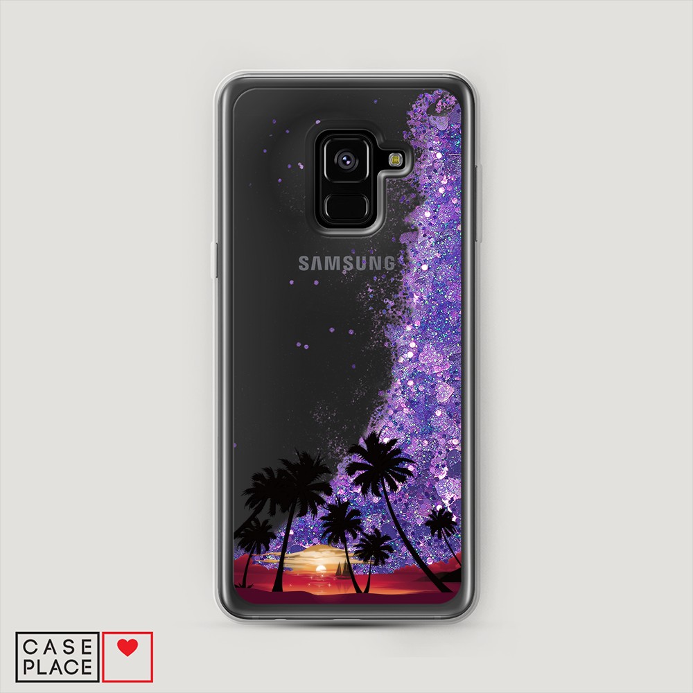 

Чехол Awog на Samsung Galaxy A8 2018 "Закат и пальмы", Разноцветный, 25492-1