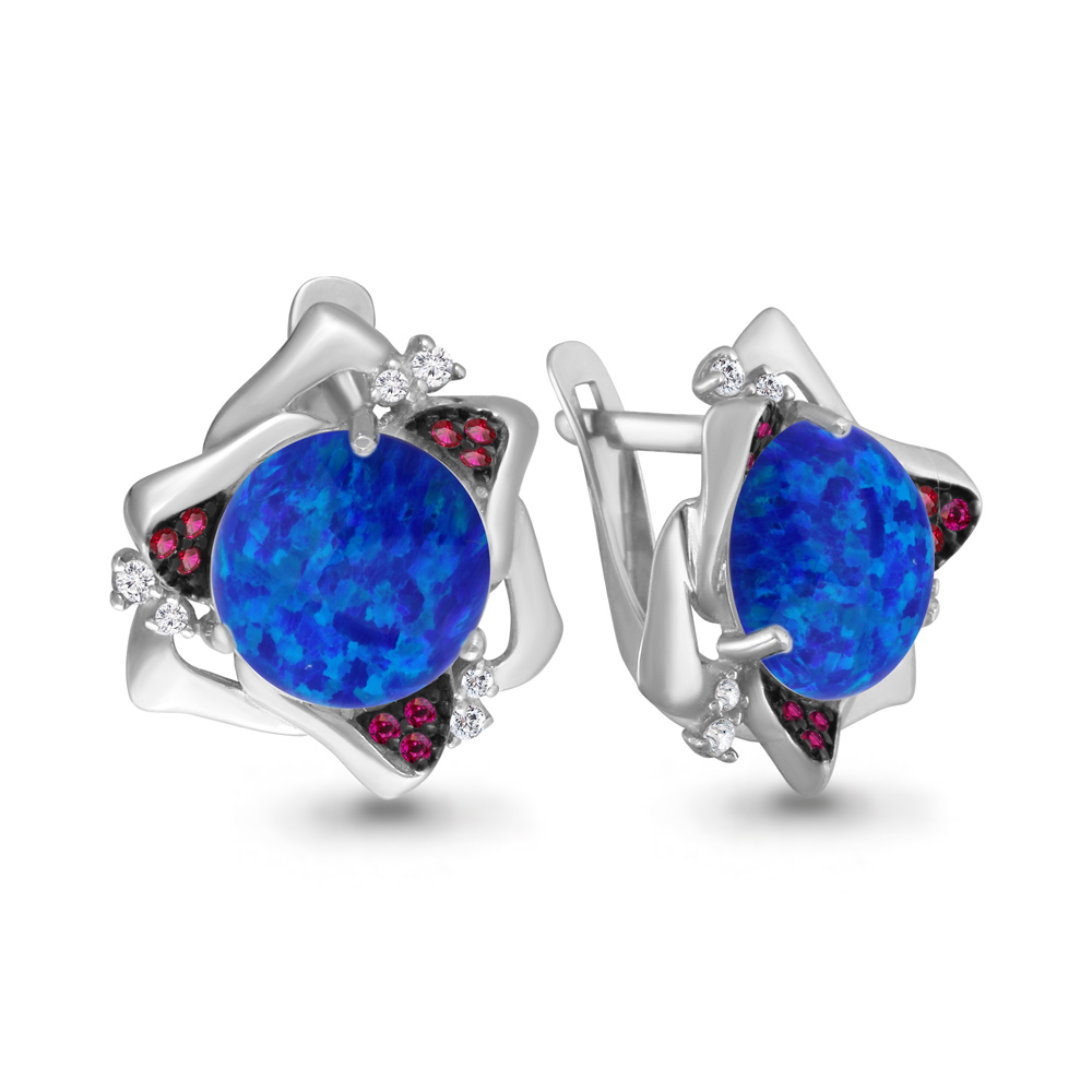 

Серьги из серебра с фианитом Aquamarine 4700095В_925_р, 4700095В_925_р