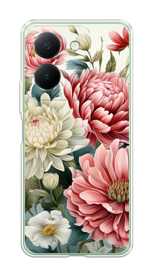 

Чехол на Vivo Y27S "Садовые цветы рисунок", Розовый;зеленый;белый, 269750-1