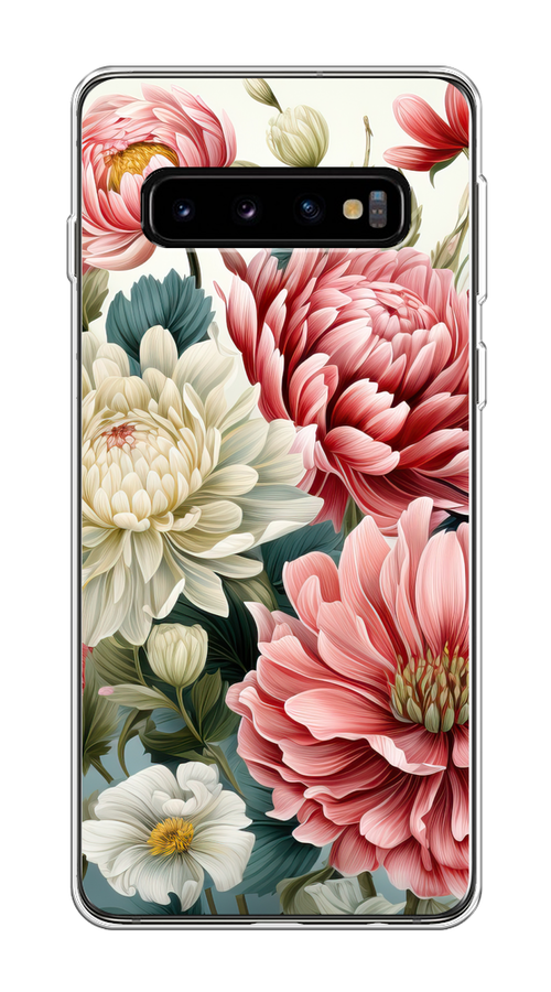 

Чехол на Samsung Galaxy S10 "Садовые цветы рисунок", Розовый;зеленый;белый, 27050-1