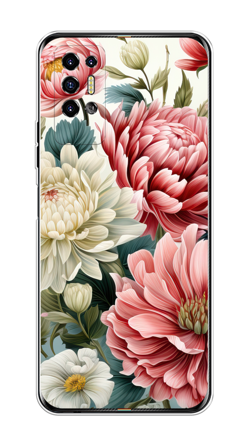 

Чехол на Tecno Pova 2 "Садовые цветы рисунок", Розовый;зеленый;белый, 300550-1