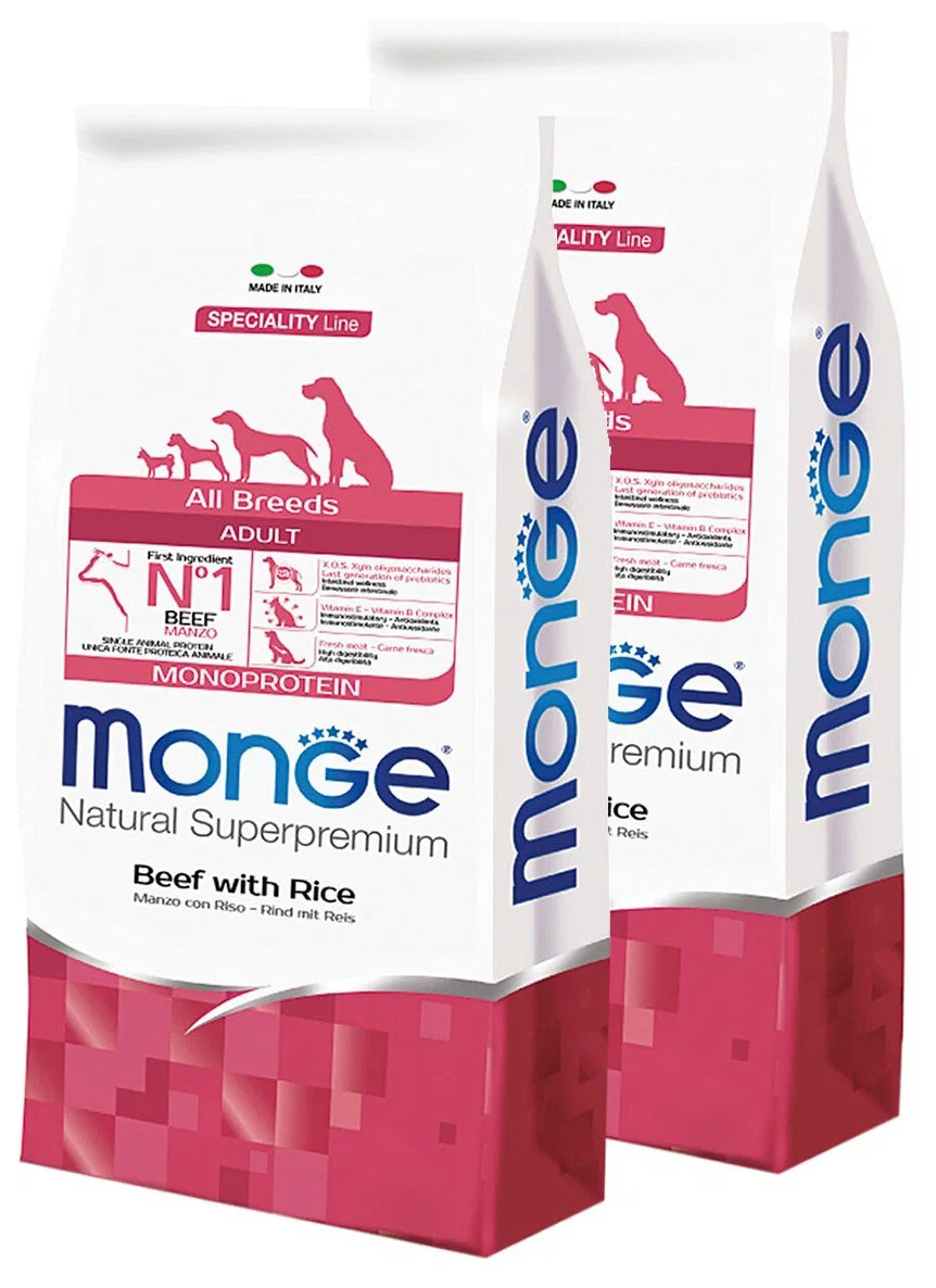 

MONGE MONGE SPECIALITY DOG BEEF монобелковый для взрослых собак всех пород с говядиной и р