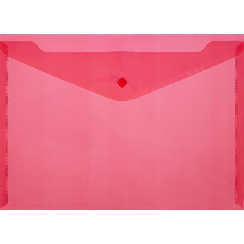 фото Набор папок-конвертов на кнопке, а4, цвет прозрачный красный, 0,18 мм, 10 штук bantex