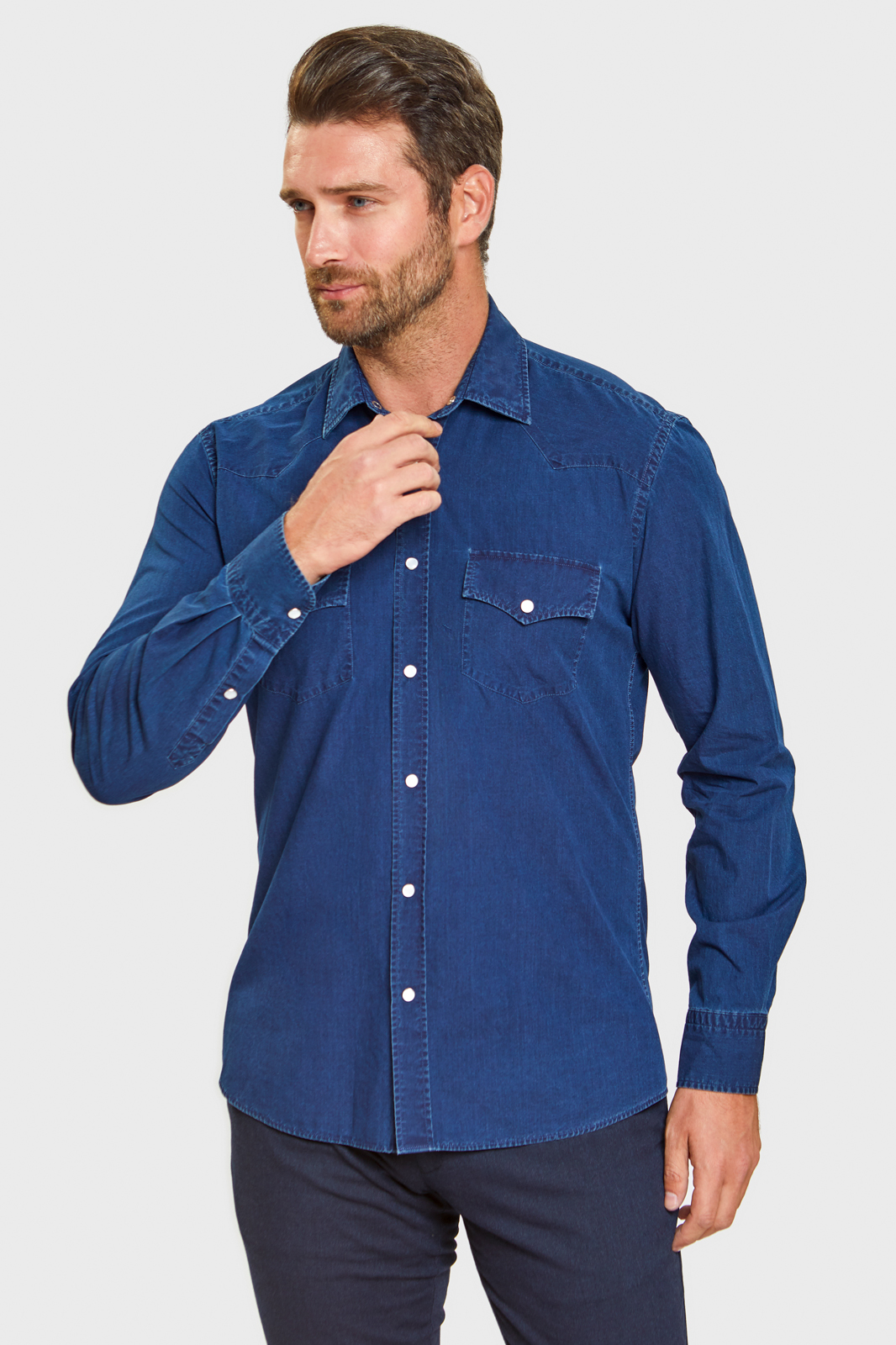 Рубашка мужская Kanzler 2A-448SL-11109-15 синяя 41