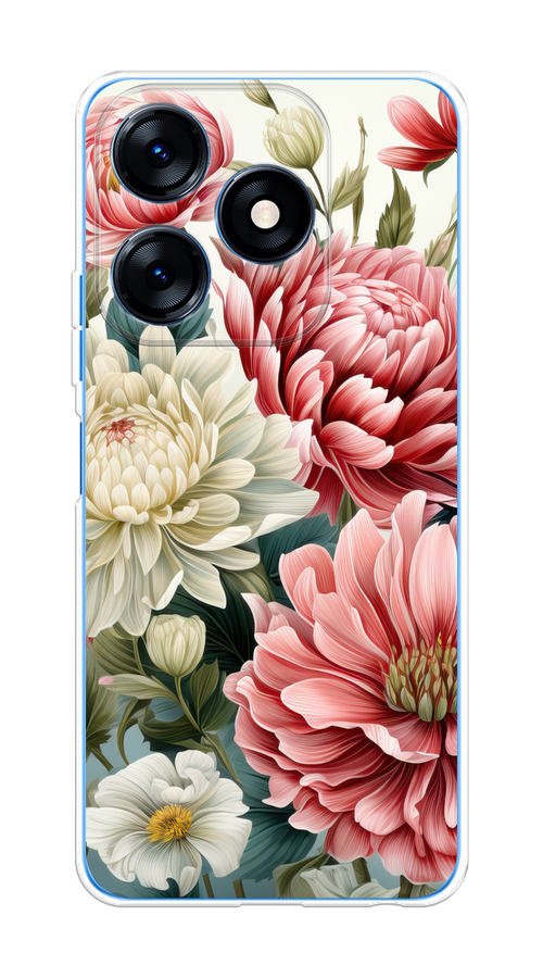 

Чехол на Tecno Spark 10/10C "Садовые цветы рисунок", Розовый;зеленый;белый, 303650-1