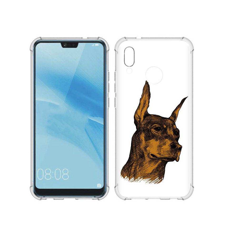 

Чехол MyPads Tocco для Huawei P20 Lite скетч доберман (PT130405.51.605), Прозрачный, Tocco