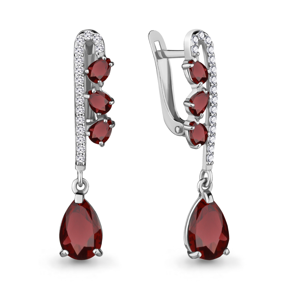 

Серьги из серебра с гранатом Aquamarine 4700803А_925_р, 4700803А_925_р