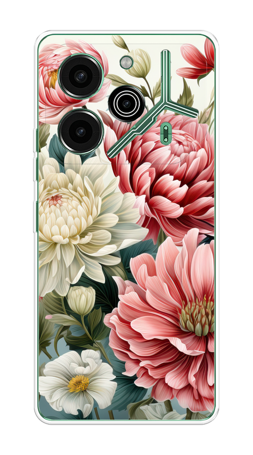 

Чехол на Tecno Pova 6 Pro 5G "Садовые цветы рисунок", Розовый;зеленый;белый, 305250-1