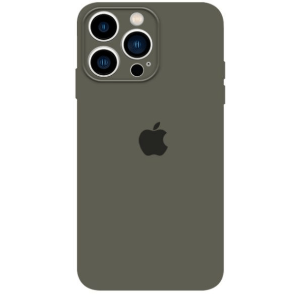 

Чехол iPhone 14 Pro Max Silicon Сase APL WS (закрытый низ+камера) с лого, темно-серый
