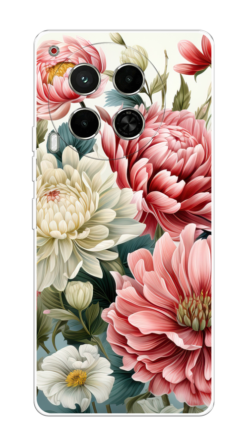 

Чехол на Tecno Camon 30 5G "Садовые цветы рисунок", Розовый;зеленый;белый, 305550-1