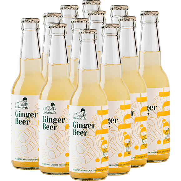 Натуральный имбирный лимонад со стевией Lemonardo Ginger Beer Light 330мл 12шт 1428₽