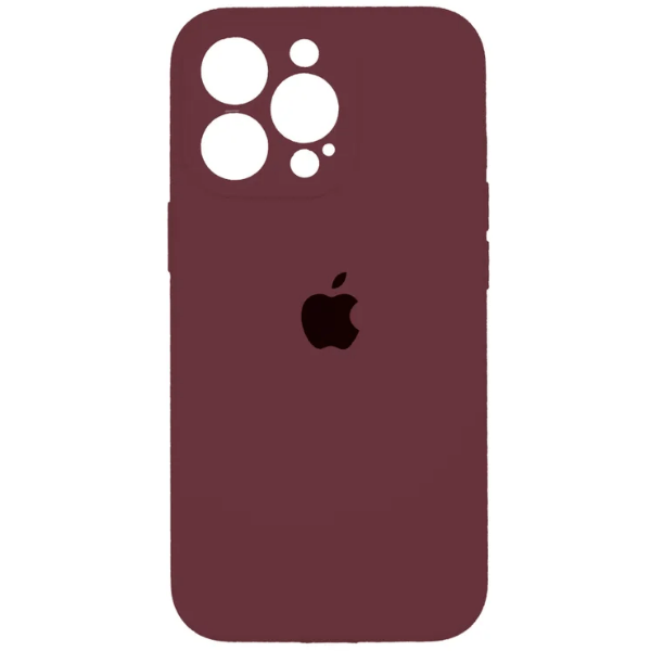 фото Чехол iphone 14 pro max silicon сase apl ws (закрытый низ+камера) с лого, бордовый nobrand
