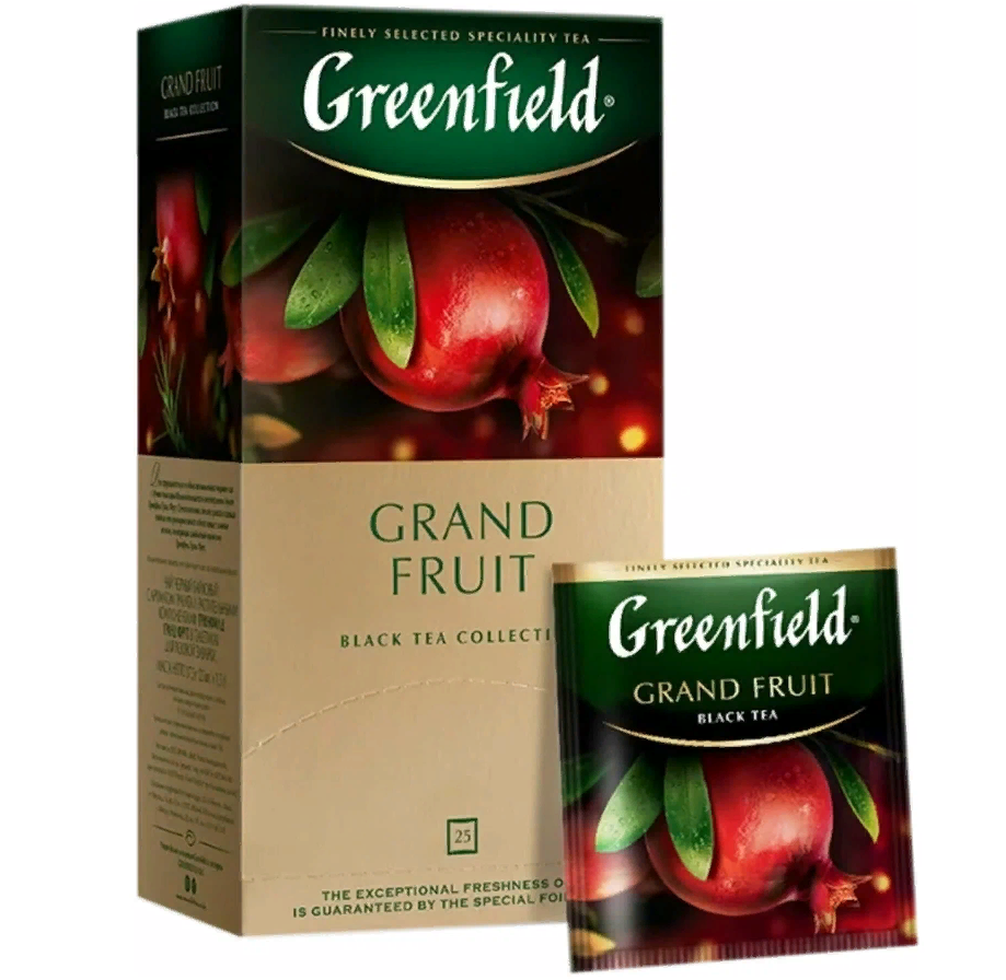 Чай GREENFIELD  Grand Fruit, черный, гранат-розмарин, 25 пакетиков  по 1,5 г, (2шт.)