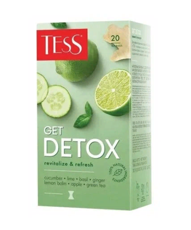 Чай TESS Get Detox, зеленый с пряностями и цитрусом, 20 пакетиков по 1,5 г, (2шт.)