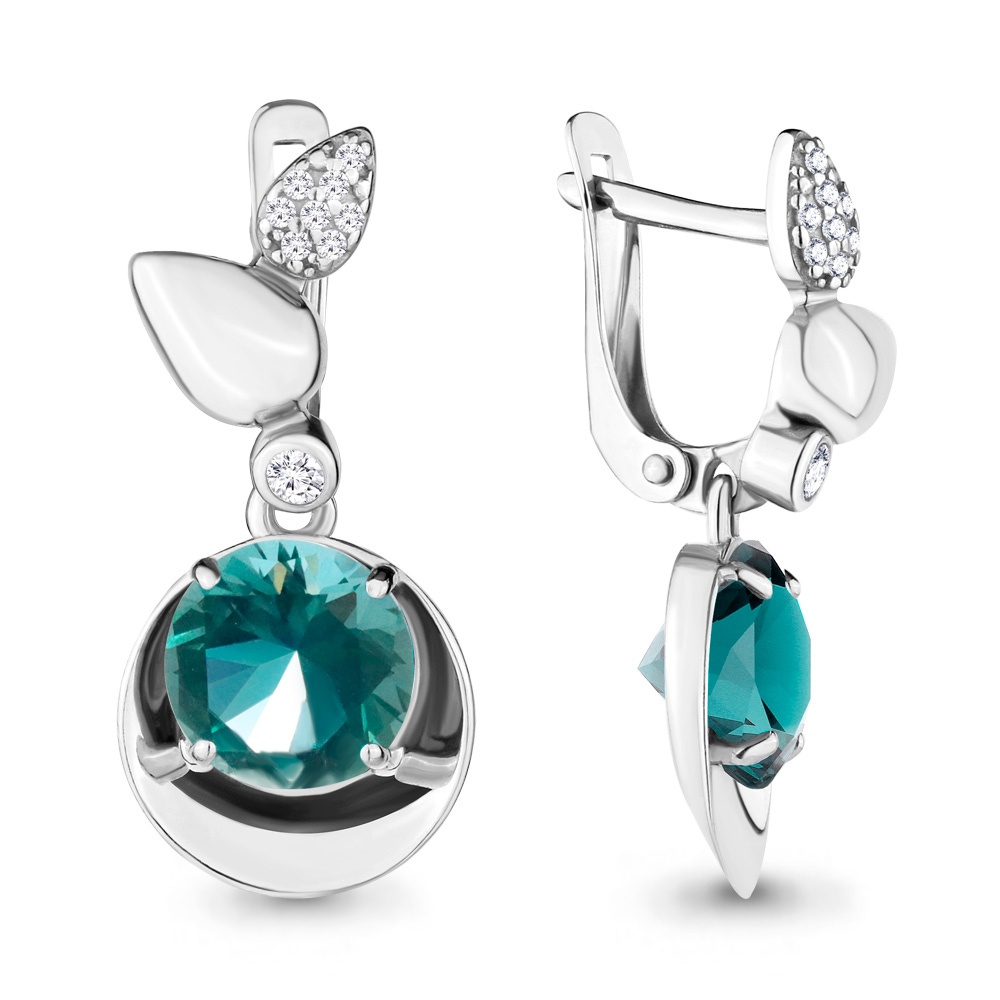 

Серьги из серебра с фианитом Aquamarine 4701988А_925_р, 4701988А_925_р