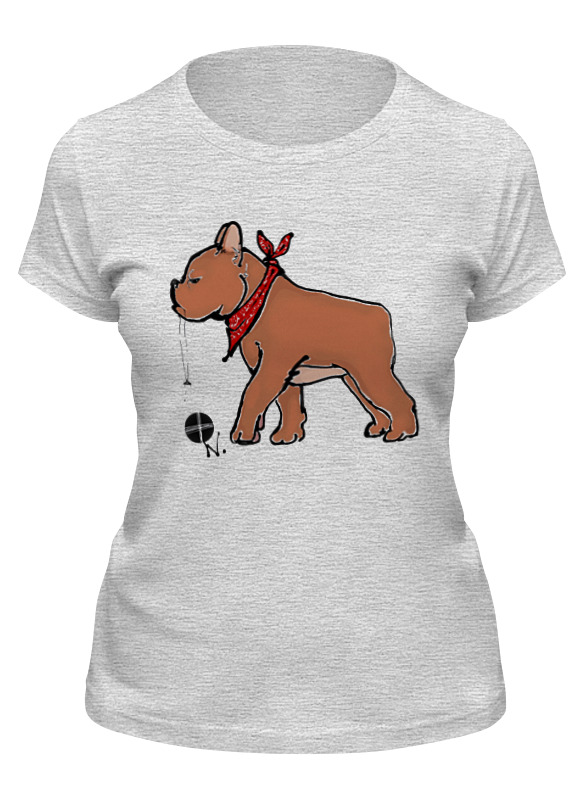 

Футболка женская Printio Bull_dog серая 2XL, Серый, Bull_dog