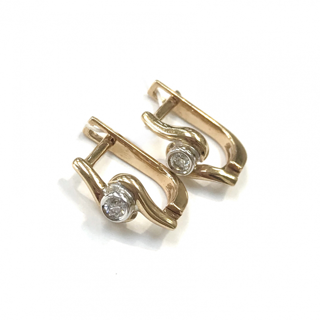 

Серьги из комбинированного золота с бриллиантом Золото Дисконт 121020573-1к, 121020573-1к