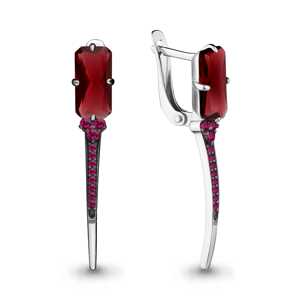 

Серьги из серебра с гранатом Aquamarine 4702085В_925_р, 4702085В_925_р