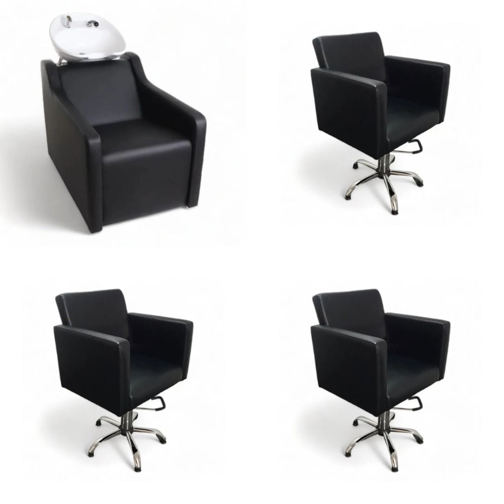 

Парикмахерская мойка Мебель Бьюти Грой, Раковина белая глубокая, кресла 3 шт, Грой