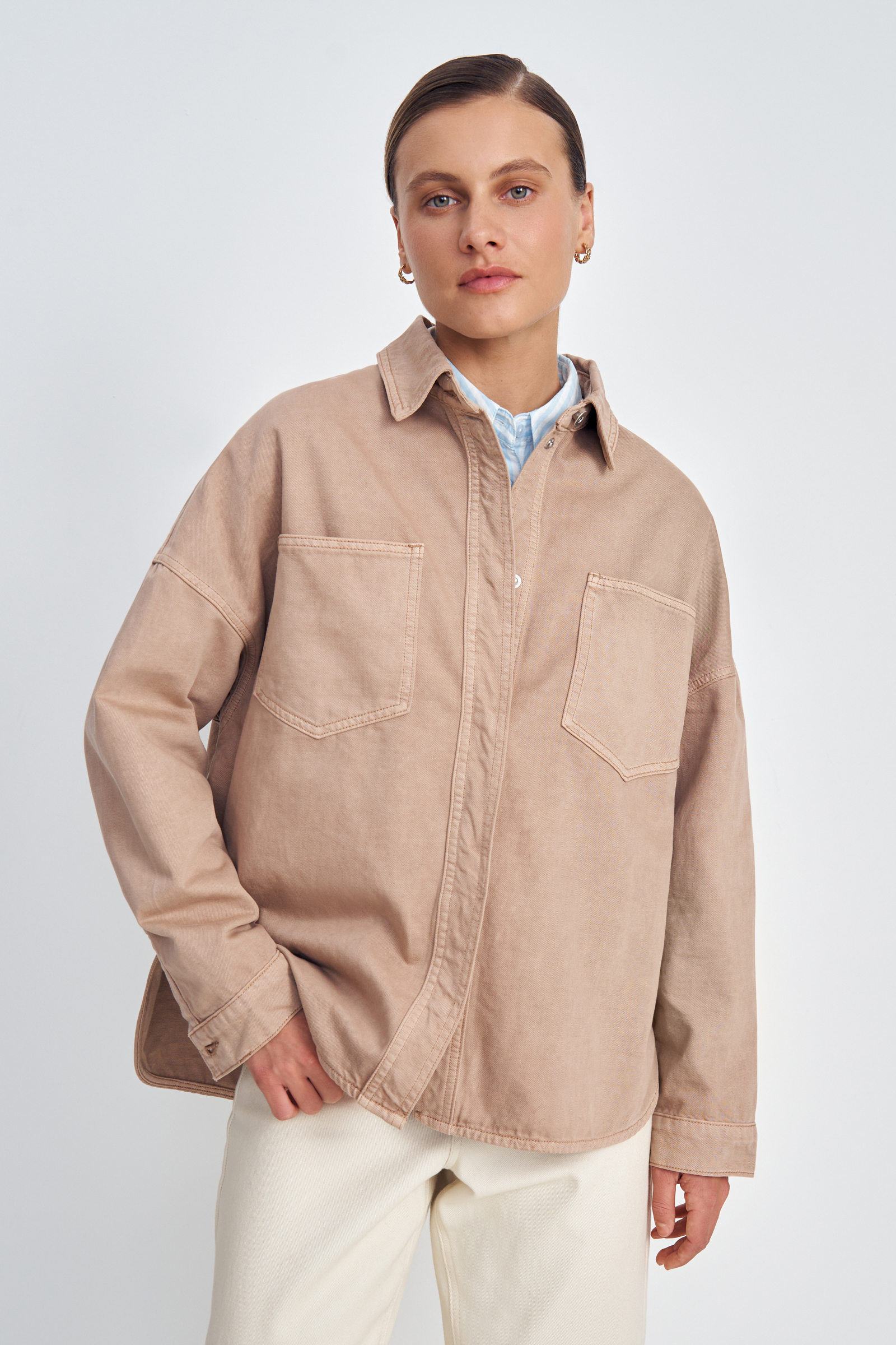 Джинсовая куртка женская Finn Flare FSE15028 коричневая XL