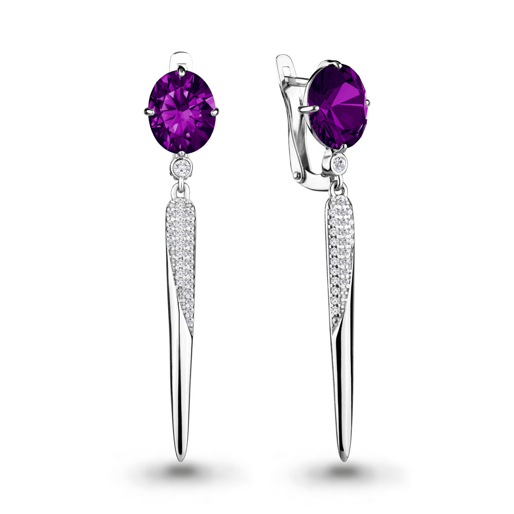 

Серьги из серебра с аметистом Aquamarine 4702484А_925_р, 4702484А_925_р