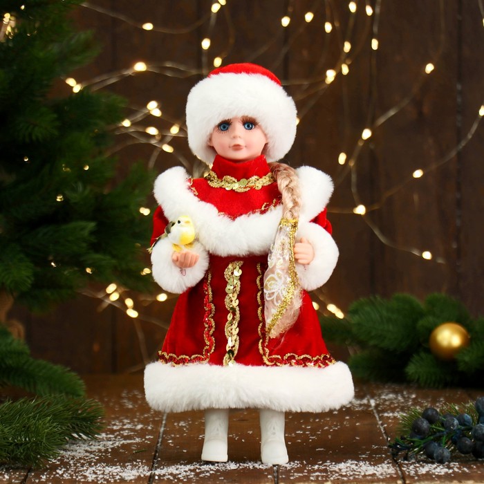 

Новогодняя фигурка Зимнее волшебство Снегурочка в пышной шубке 6939423 14x14x30 см, Белый;красный, Снегурочка в пышной шубке