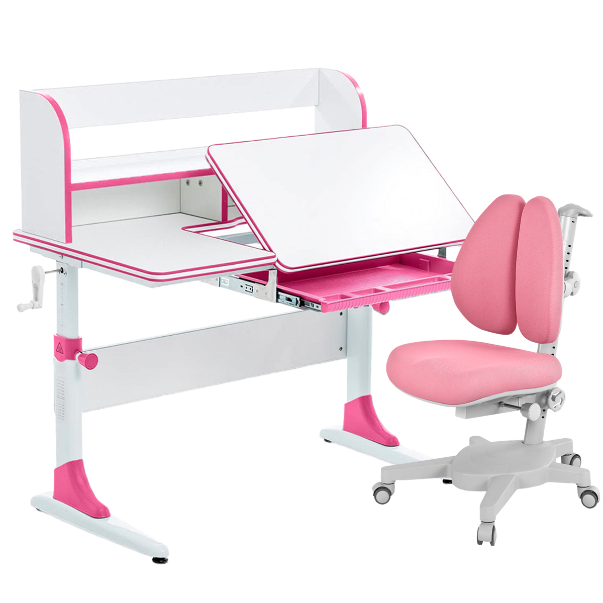 фото Комплект парта+кресло+органайзер anatomica smart-30 белый/розовый armata duos