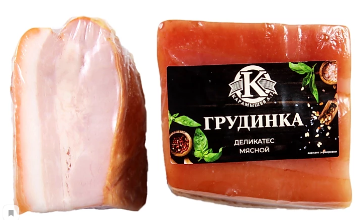 

Грудинка копчено-вареная Карамышев Особая +-1 кг