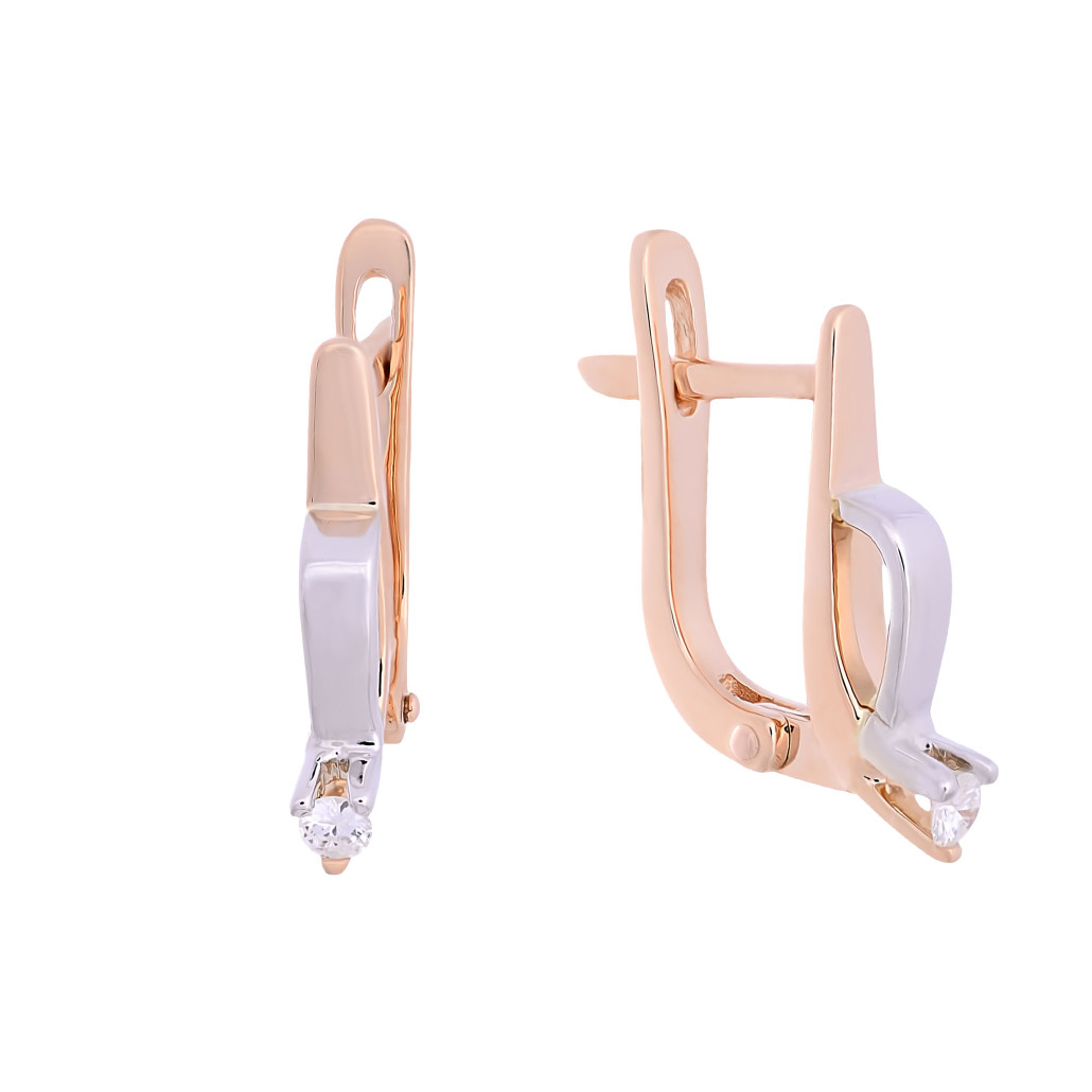 

Серьги из комбинированного золота с бриллиантом Золото Дисконт 171120062-1к, 171120062-1к