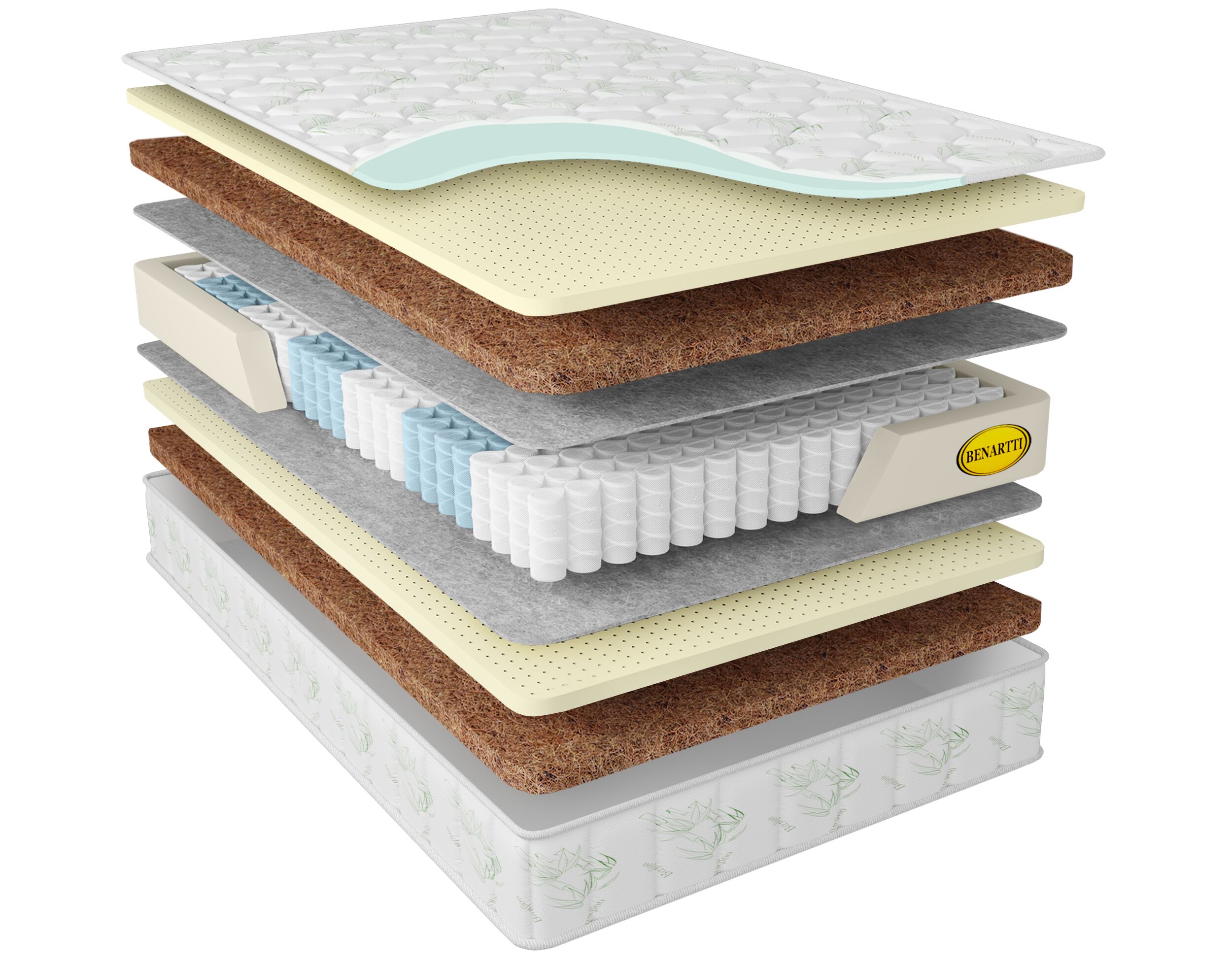 

Матрас Benartti Memory Dream Max Cocos Duo S1200 165х175, Бежевый;белый;серый;серебристый, Memory Max Cocos Duo S1200