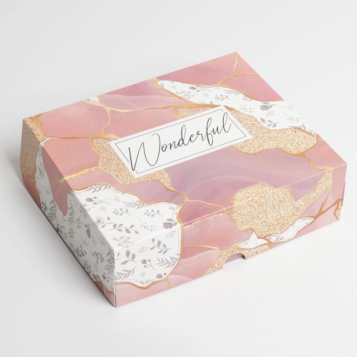 

Коробка для кондитерских изделий Дарите Счастье Wonderful, 17 х 20 х 6 см5 шт., Белый;золотистый;розовый