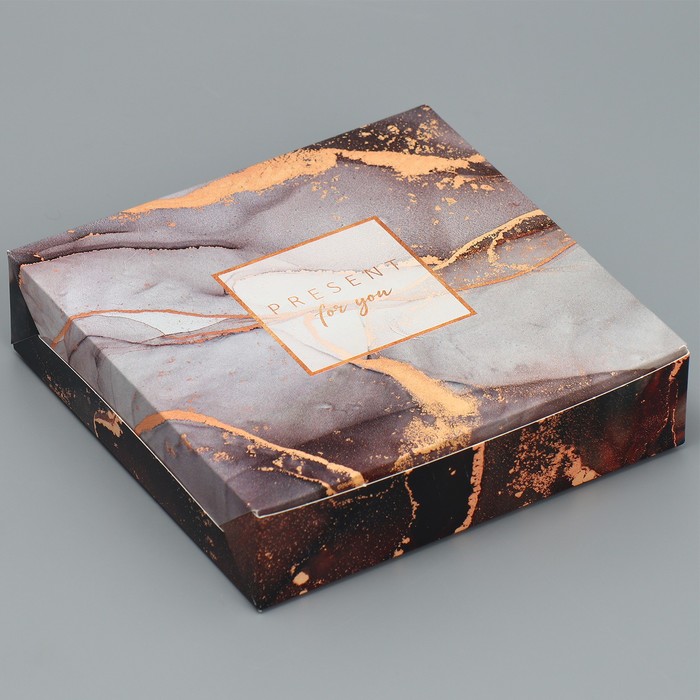 

Коробка Дарите Счастье складная Present for you, 14 х 14 х 3,5 см5 шт., Золотистый;серый;черный