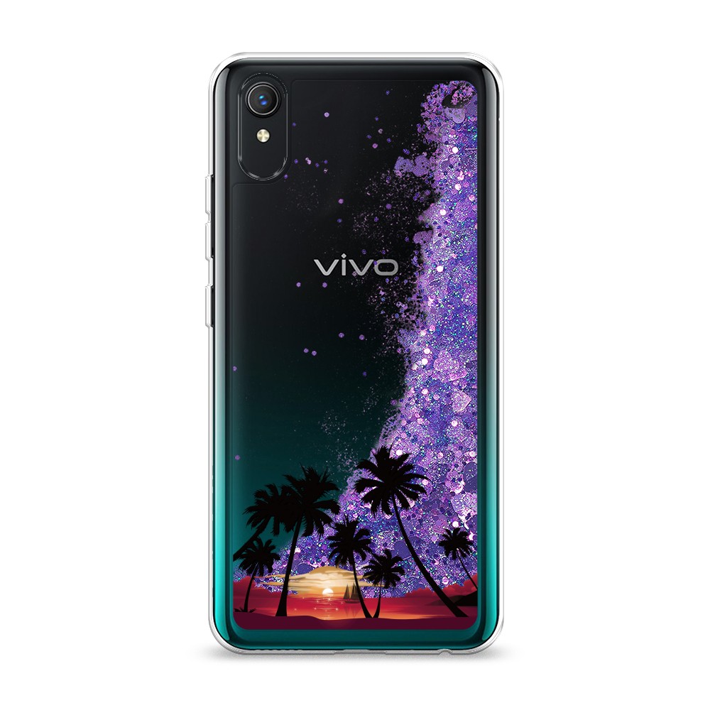 

Жидкий чехол с блестками "Закат и пальмы" на Vivo Y1s, 263292-1
