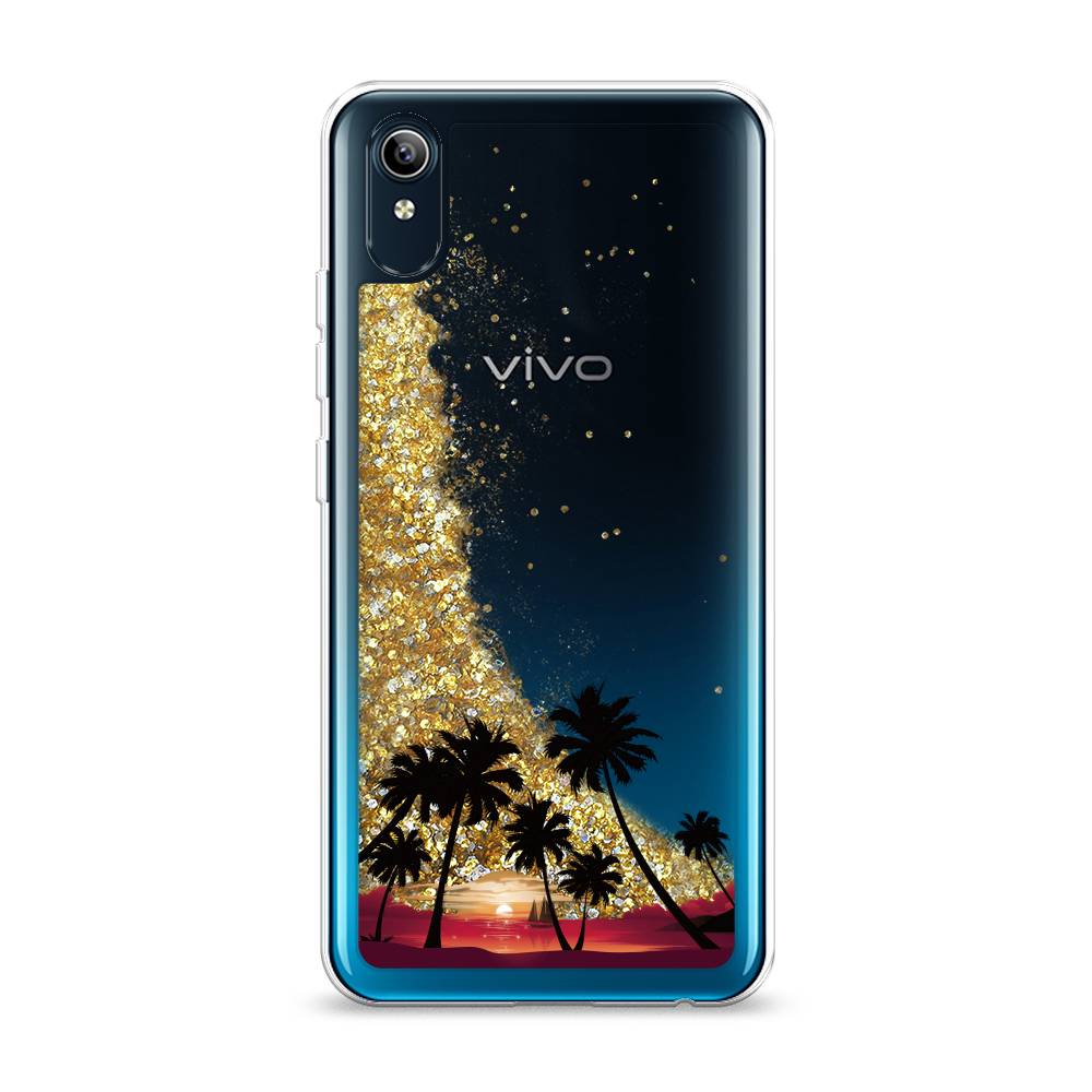 

Жидкий чехол с блестками "Закат и пальмы" на Vivo Y91c, 262890-1
