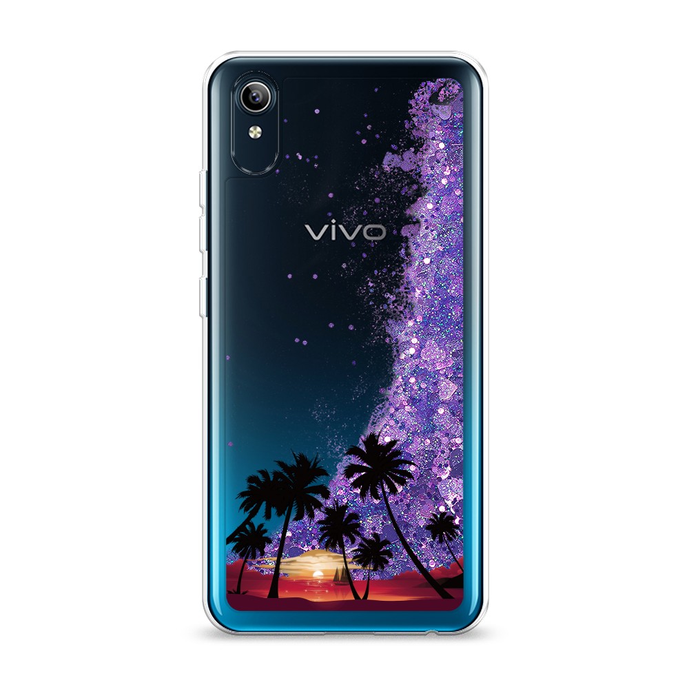

Жидкий чехол с блестками "Закат и пальмы" на Vivo Y91c, 262892-1