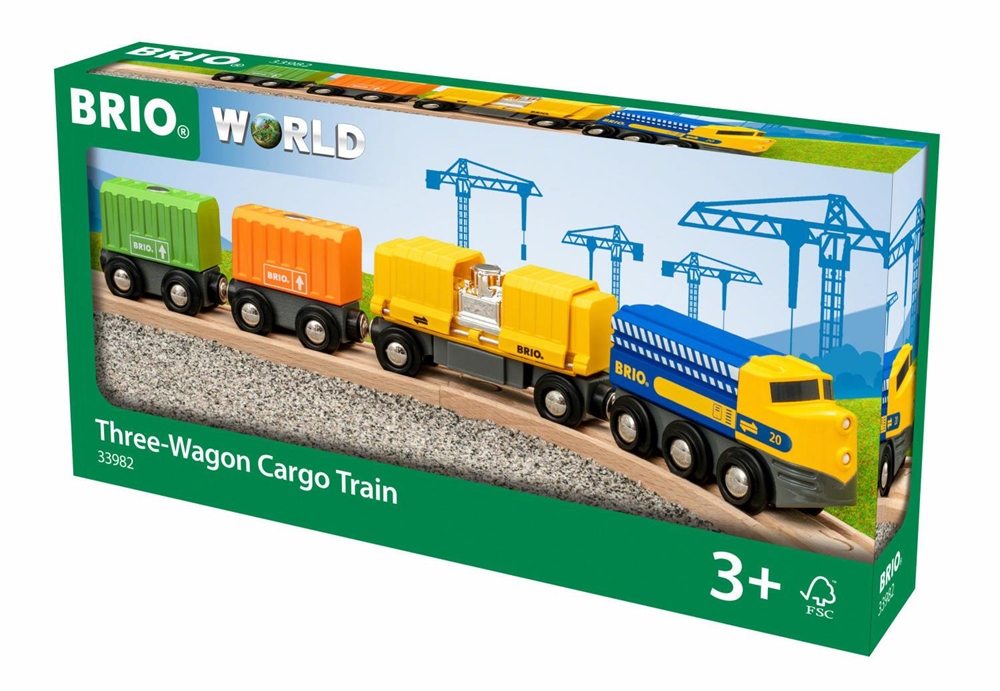 Товарный поезд с вагонами деревянной железной дороги BRIO 33982 набор игрушек для деревянной железной дороги brio поезд метро и светящийся тоннель 33970