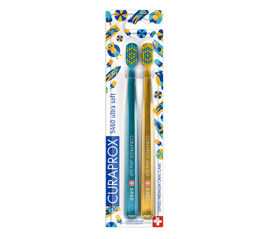Набор зубных щеток Curaprox Ultrasoft CS5460 Duo Summer Edition бирюзовая,оранжевая, 2 шт. rucipello подарочный набор 6 предметов set 600 p toothpaste 6 зубных паст 600