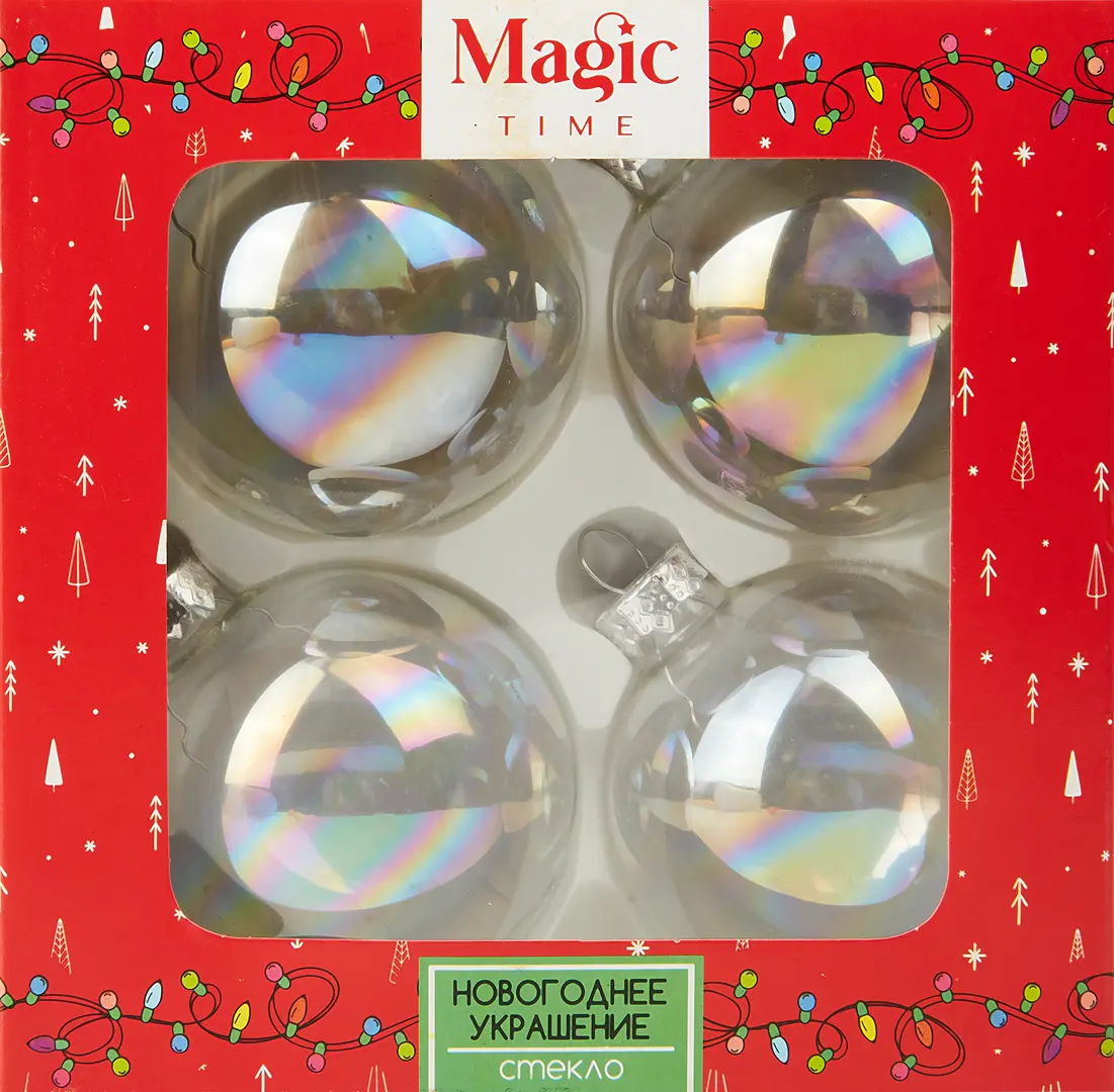 

Елочный шар 6x6 см цвет жемчужный, 4 шт., Серебристый