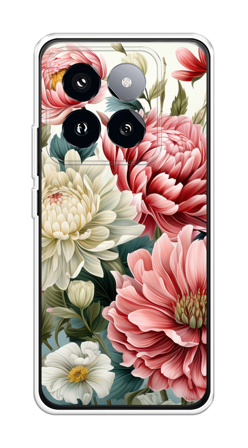 

Чехол на Xiaomi 14 Pro "Садовые цветы рисунок", Розовый;зеленый;белый, 320450-1