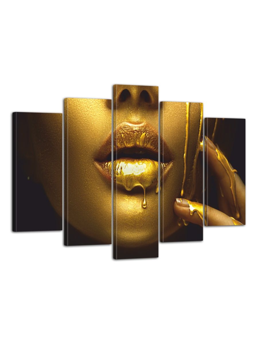 Картина модульная Золотые губы 80х140 см М3370